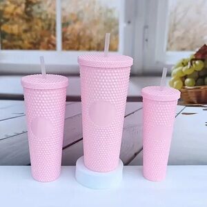 ⭐️NEW⭐️Set of 3 Pink Studded Tumblers •400ml, 700ml, 1100ml •Leakproof